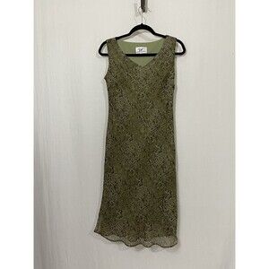 donna ricco dress Sleeveless Lined Green Midi Dress SZ 6